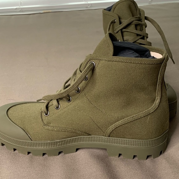 Celine”PATAPANS LACE UP BOOT IN CANVAS
ARMY GREEN” - Picture 4 of 11